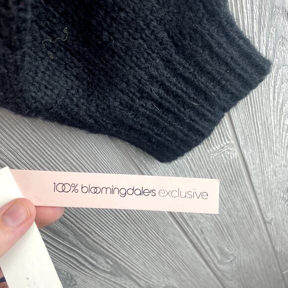 New $78 AQUA Women's Sweater MEDIUM Stripes Fringe Black & White Boho Knit NWT - Picture 6 of 9